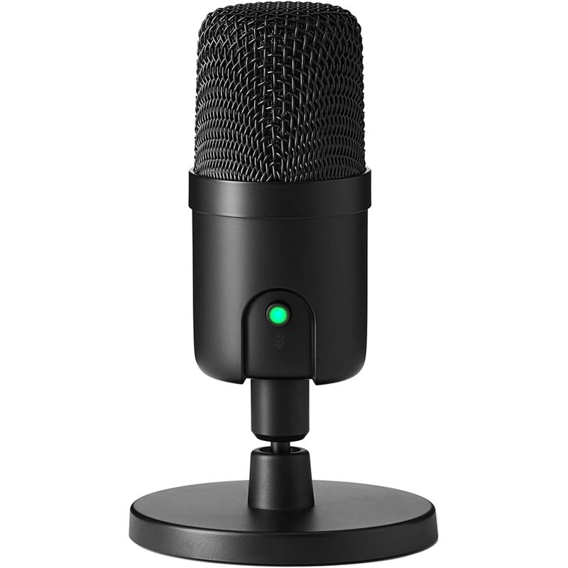 Micrófono USB de condensador Amazon Basics negro con soporte ajustable