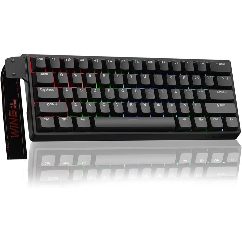Teclado mecánico AULA WIN60 HE negro de formato 60 % con iluminación RGB