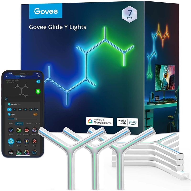 Luces LED de pared Govee Glide Y en forma de Y encendidas en varios colores