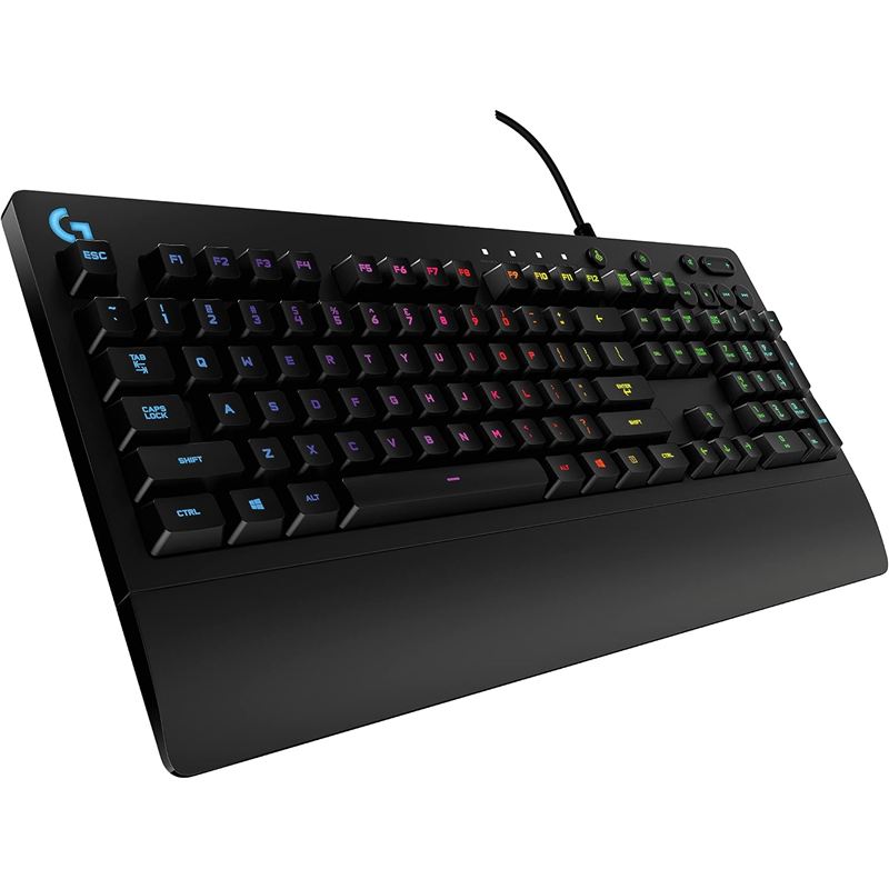 Teclado para juegos Logitech G213 Prodigy negro con iluminación RGB y reposamuñecas