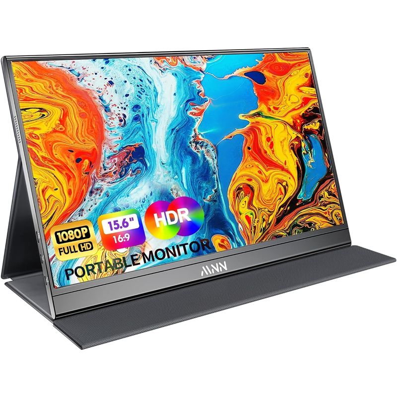 Monitor portátil MNN de 15.6 pulgadas con cubierta inteligente conectado a una laptop
