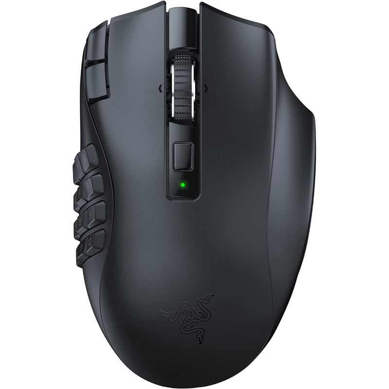 Ratón inalámbrico para juegos MMO Razer Naga V2 HyperSpeed negro con panel lateral de botones