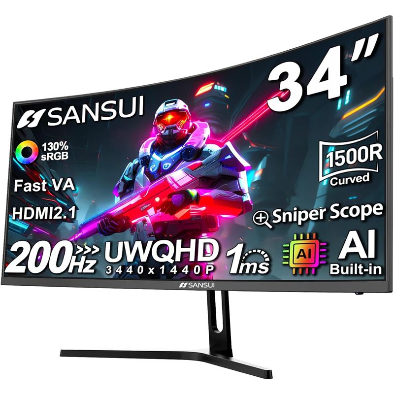 Monitor curvo ultrawide SANSUI de 34 pulgadas