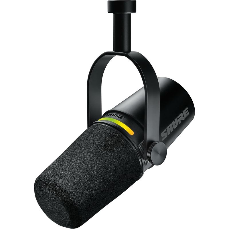 Micrófono dinámico Shure MV7+ negro con panel LED
