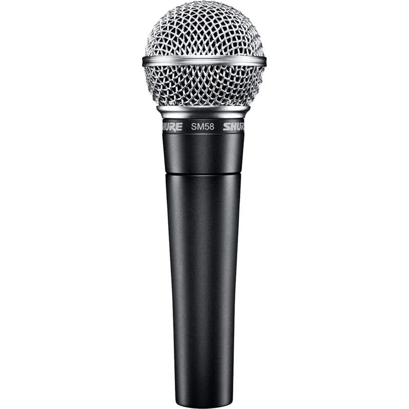 Micrófono dinámico Shure SM58 negro y plateado
