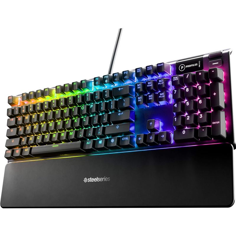 Teclado para juegos SteelSeries Apex 5 de tamaño completo con iluminación RGB y reposamuñecas magnético
