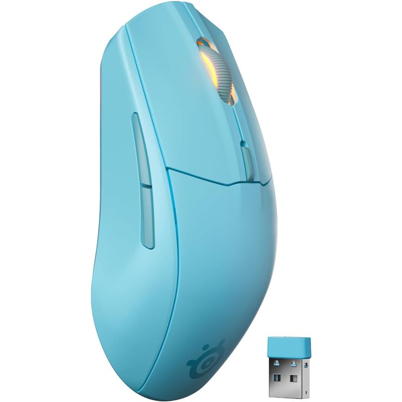 Ratón inalámbrico para juegos SteelSeries Rival 3 Wireless Gen 2 en color aqua