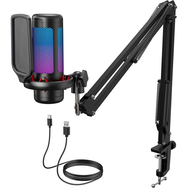 Kit de micrófono TONOR TC310+ con brazo articulado e iluminación RGB